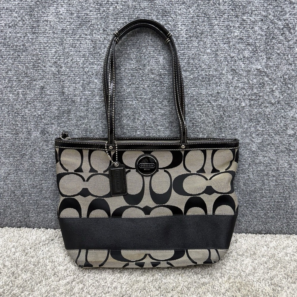 Coach Signature Canvas Handbag Purse Bag Tote double top handle f17433